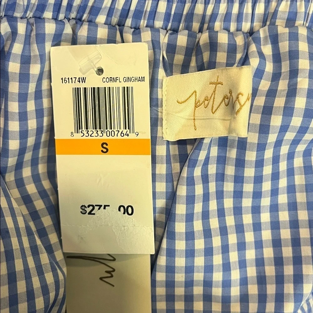 NWT Petersyn Blue & White Gingham Top Size S - Picture 7 of 9